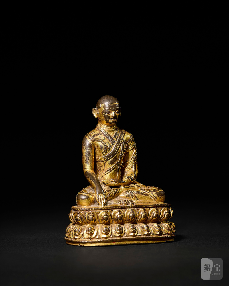STATUE DE LAMA KAGYU EN ALLIAGE DE CUIVRE DORÉ  TIBET, XIIIE-XIVE SIÈCLE - 图3
